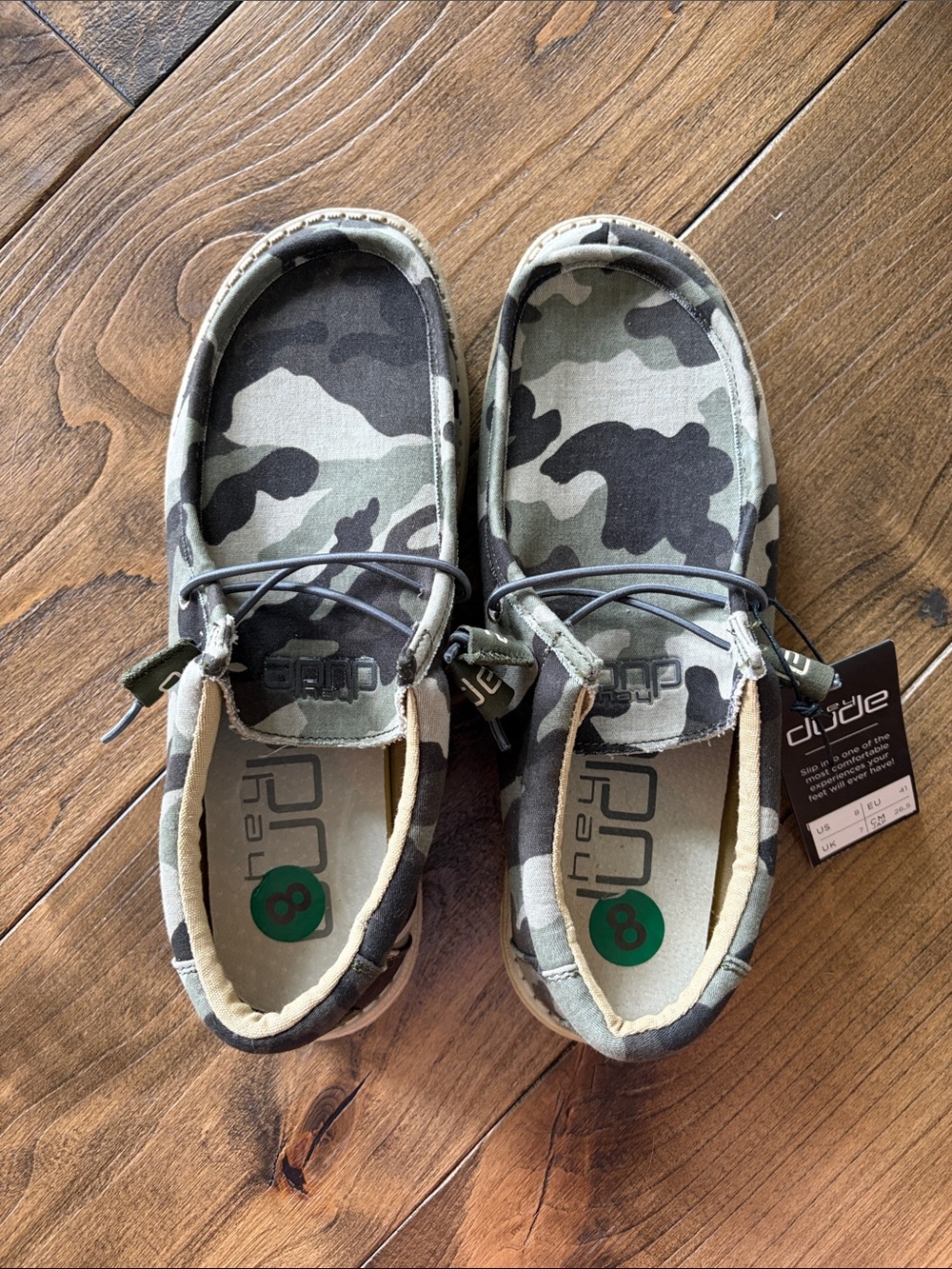 Hey Dude Camouflage Slip-On Loafers in Green and Tan